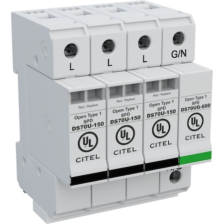 Citel Surge Protection Device, 3 Phase, 120/208V, 4 Wires DS74US-120Y/G